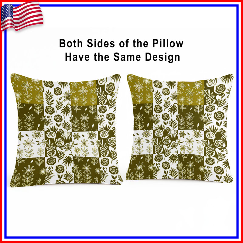Coussins décoratifs à motif floral, 16 x 16 pouces