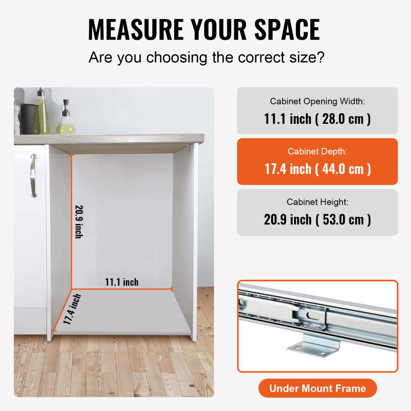 Gray Iron Pull-Out Kitchen Trash Can with Slide
