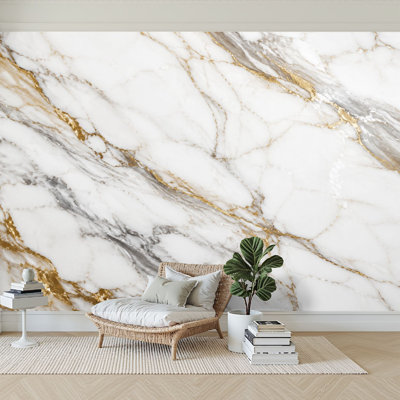 Wall Mural Peel and Stick Wallpaper Marble Effect gold Wedding luxury Self-Adhesive Removable Contact Paper Wall Decor for Living Room Bedroom 100"H x 144"W