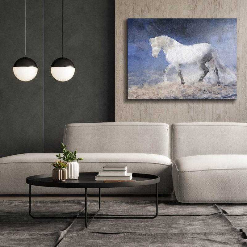 «Horse In The Fog Mist 3» par Irena Orlov, art mural sur toile, H 40 po x l 54 po x P 1,5 po