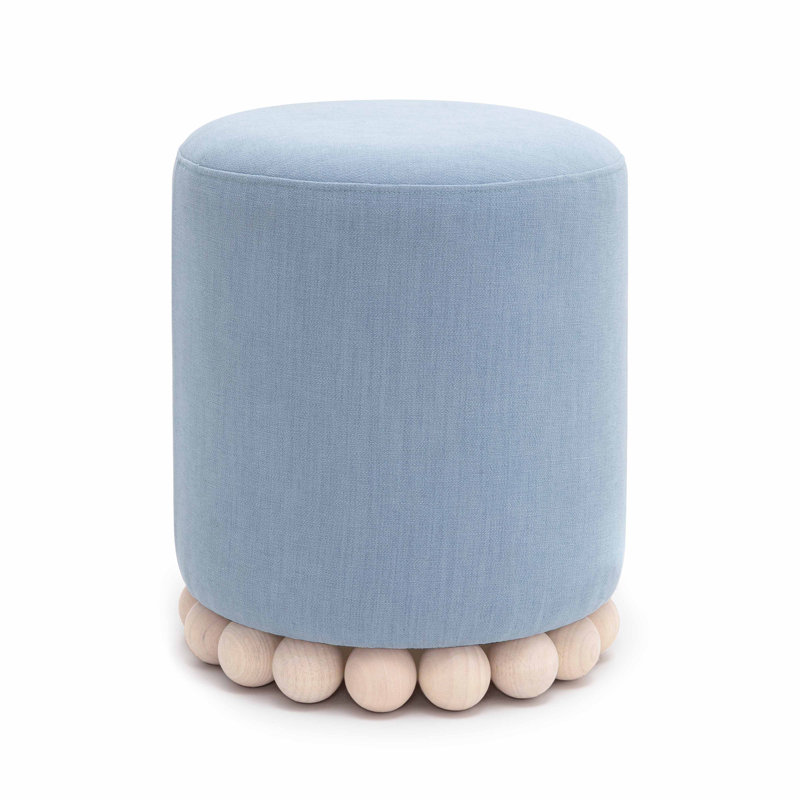 Bergenfield Upcycled Fabric Ottoman, Blue