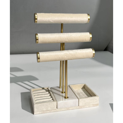 3 Tier Metal Jewelry Stand Beige