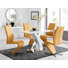 Marietta Chrome Metal and White High Gloss Dining Table Set - 4 Luxury Modern Dining Chairs