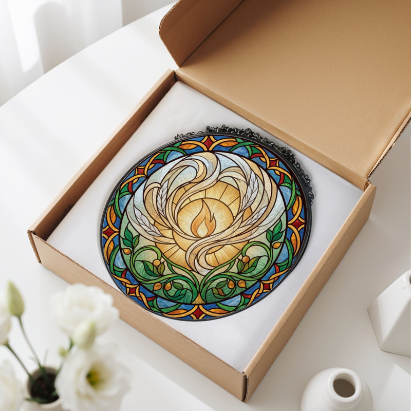 Panneau de vitrail Celtic Flame, H 7,8 po
