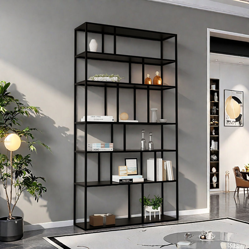 Une bibliothèque avec une créativité esthétique simple, Noir, H 78,7 po x l 39,3 po x P 11 po