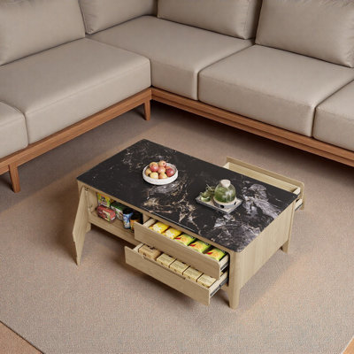 Wooden Ultra Crystal Stone Coffee Table