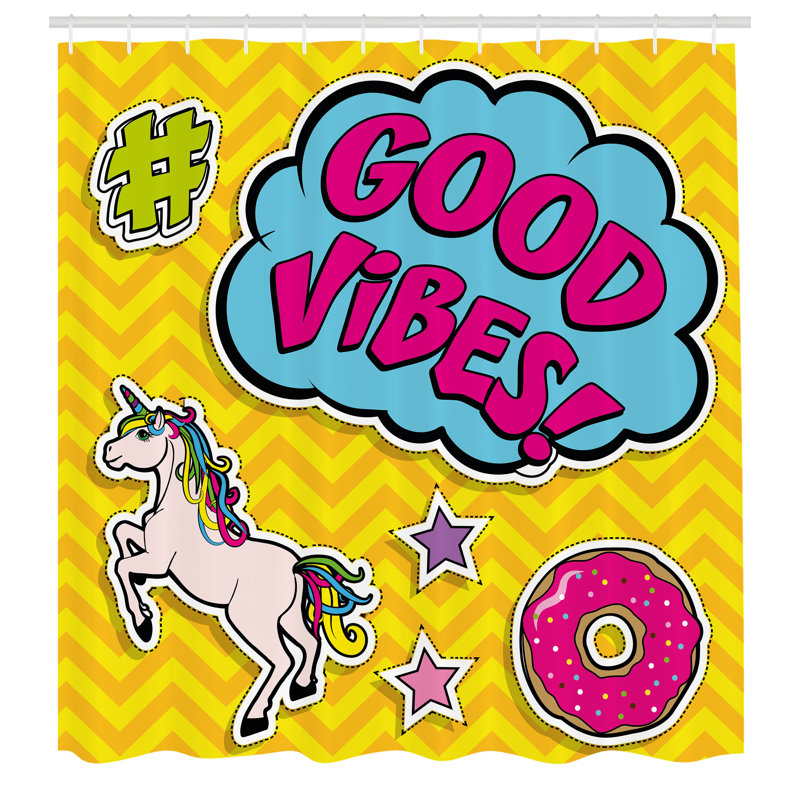 Dakota Fields Chill Shower Curtain Unicorn Donut Fun Multicolor