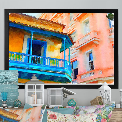 «Italian Pastel Architecture», reproduction sur toile flottante