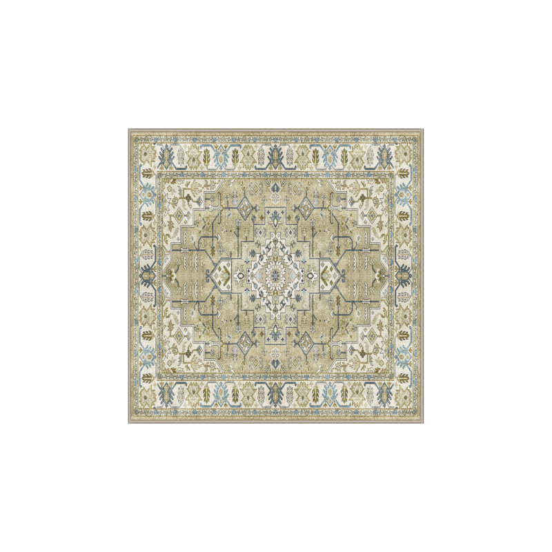 Tapis vert en chenille / polyester tissé à la main Fitnete, Carré 3 pi