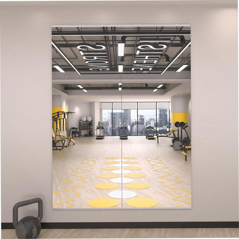 Miroir Modern Home Gym, mural, encadré, argent, 2, 24 po x 63 po