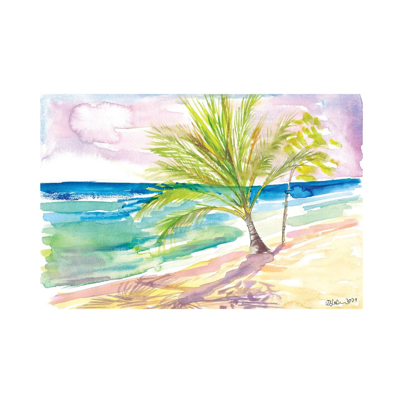 Sandy Beach In Barbados With Caribbean Vibes by Markus & Martina Bleichner - Wrapped Canvas Gallery-Wrapped Canvas Giclée