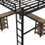 Lit mezzanine en métal avec bureau - Chambre à coucher confortable, durable et fiable, noir