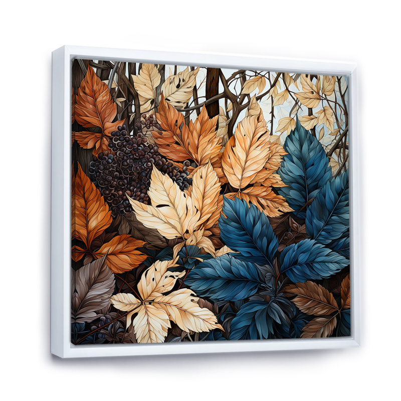 «Leaves Autumn Sunlight Harmony III», reproduction sur toile, Cadre flottant blanc, 24" H x 24" W