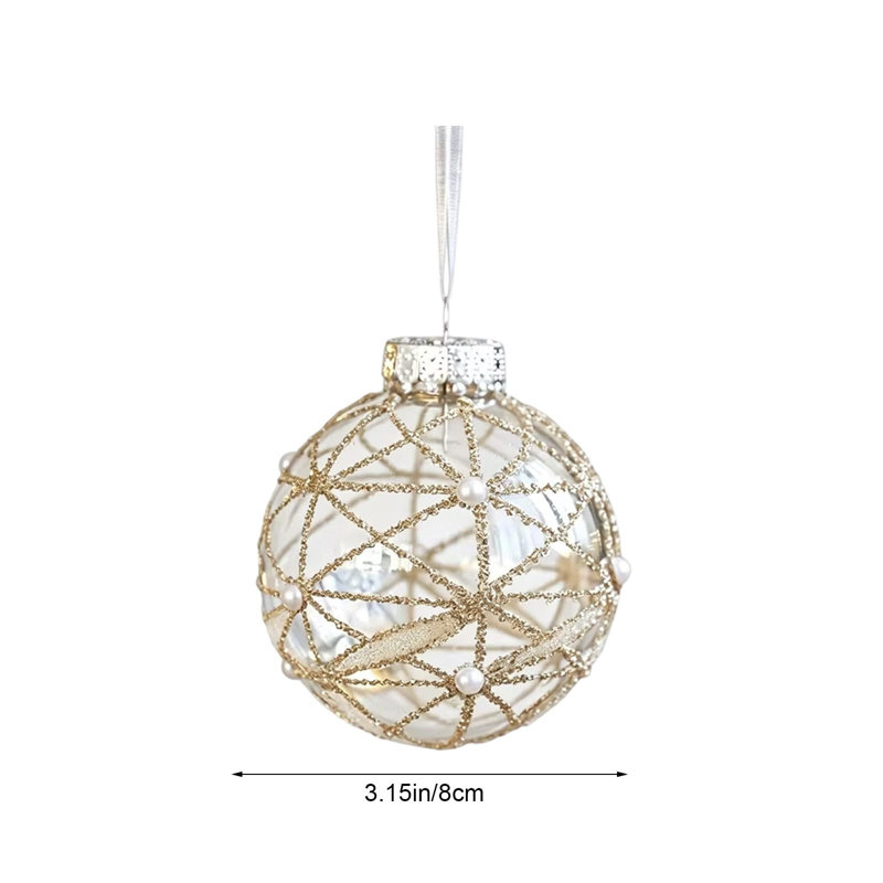 Décorations de Noël : ornements en plastique transparent de 8 cm, saupoudrés de poudre dorée, pour sapin de Noël et créer une ambiance festive.