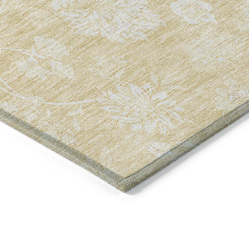 Tapis extérieur lavable floral jaune blé 3 pi x 5 pi