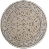 Hand-Knotted High-Quality Ivory and Taupe Round Area Rug