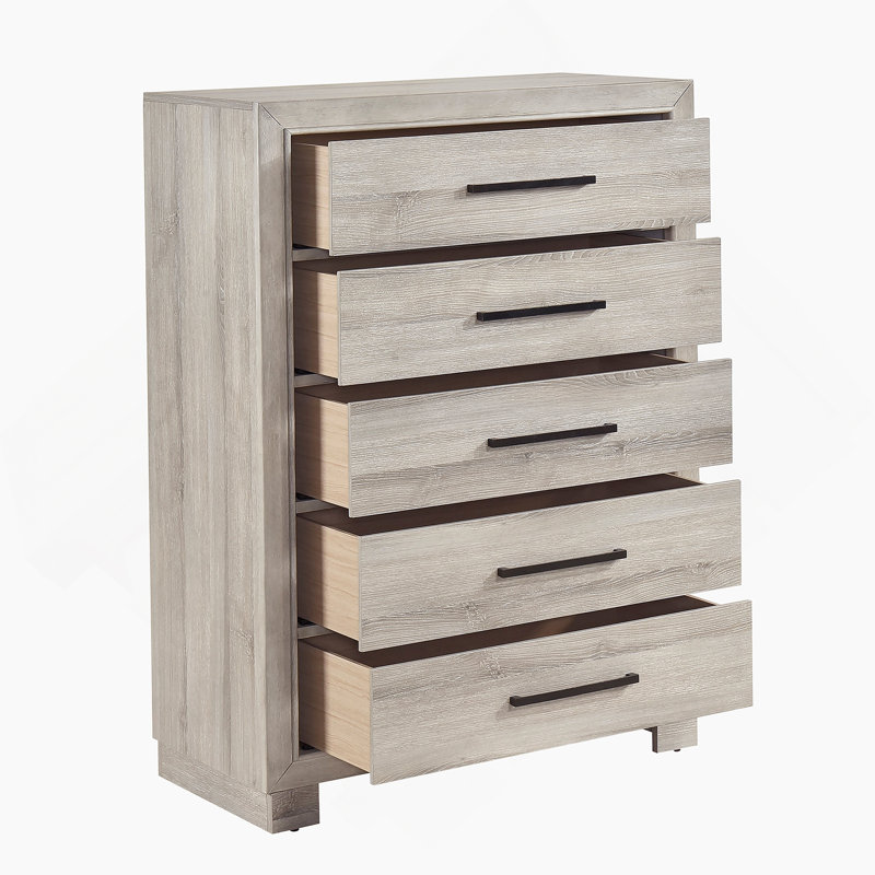 Commode de rangement moderne à cinq tiroirs, commode en bois pour chambre à coucher