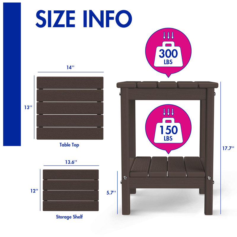 HDPE Adirondack Side Table, Brun