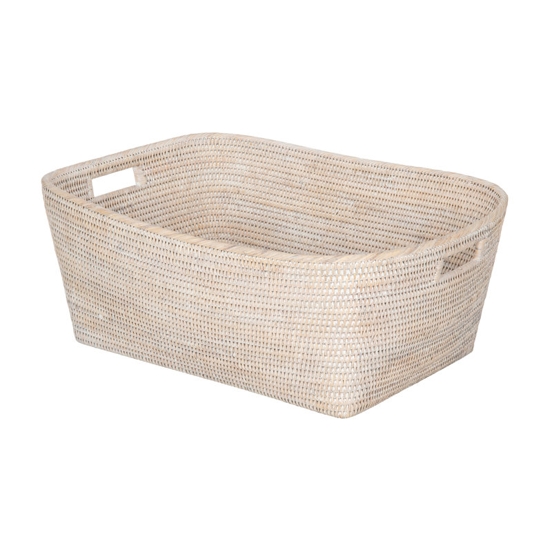 Panier en rotin Everard, Blanc délavé