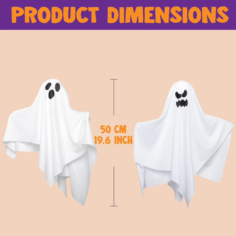 6Pcs 19.6” Halloween Hanging Ghost, White