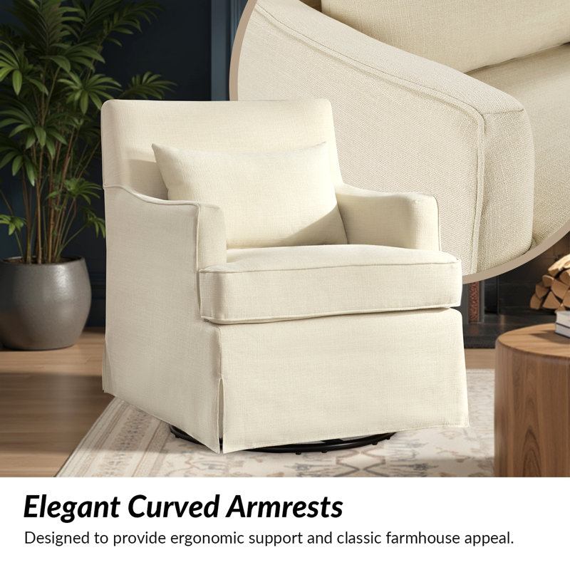 Chaise berçante pivotante avec dossier rembourré Jaxon, Lin