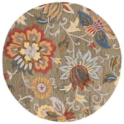 Tapis floral en coton touffeté à la main Blossom - rouge / vert