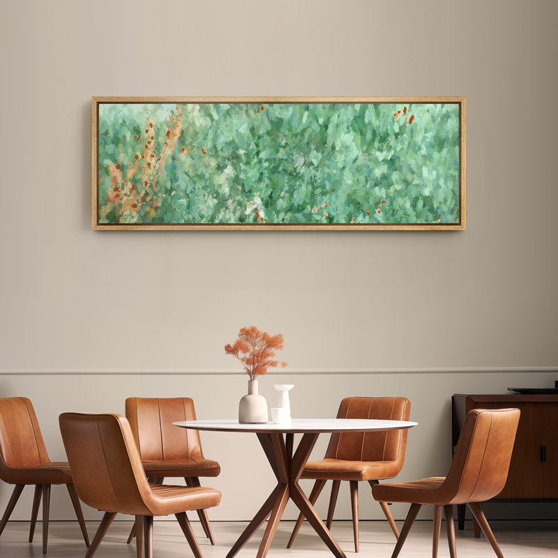 «Emerald Whisper Abstract Greenery», reproduction d'art sur toile, H 20 po x l 60 po, Naturel