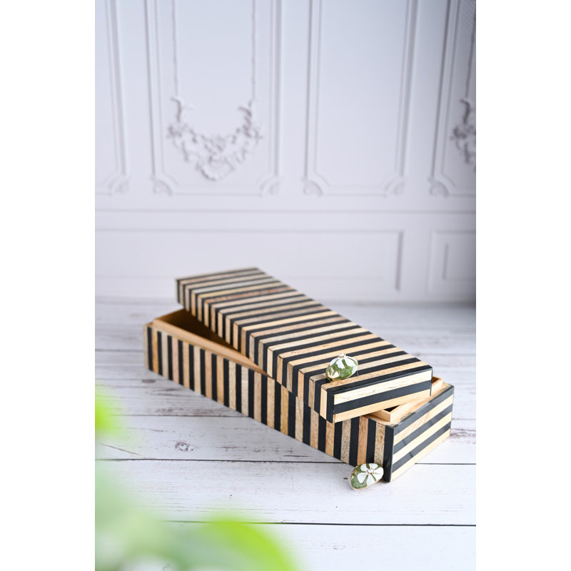 Boîte décorative en bois et résine noire Jehilyn, H 4 po x L 16 po x l 5 po