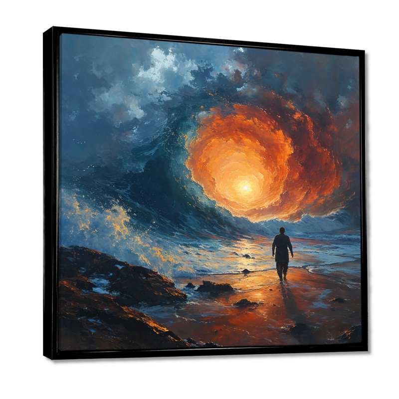 «Walking Into Celestial Radiance», art mural décorations spatiales, H 16 po x l 16 po x P 1 po, Cadre flottant noir