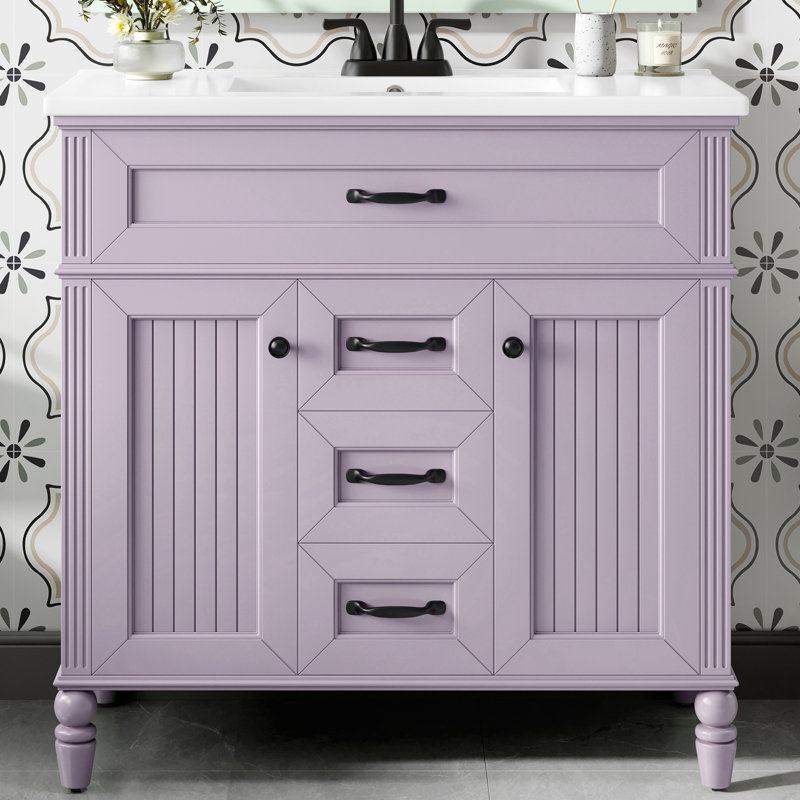 Meuble-lavabo 36 po avec lavabo en céramique, Blanc