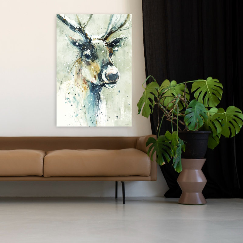 Abstrait art contemporain abstrait cerf, H 48 po x l 32 po