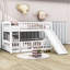 Lit simple superposé en bois avec glissade et clôture-633128961