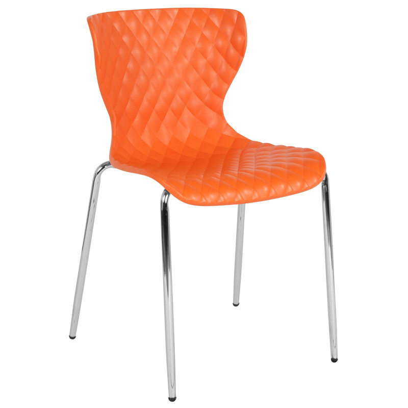 Lowell Contemporary Design Plastic Stack Chair, Orange