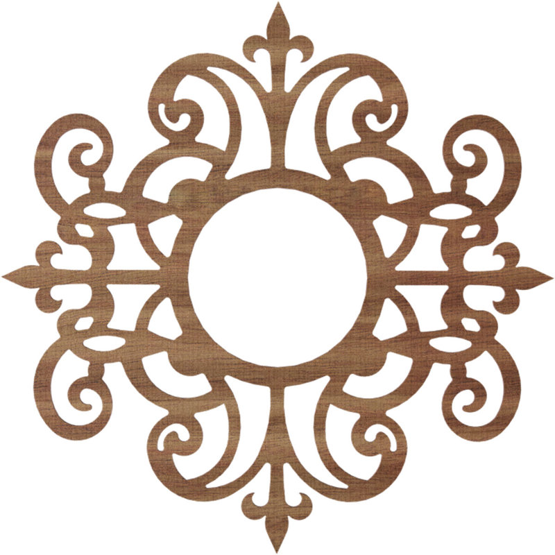 Médaillon de plafond en bois ajouré 30 po x 9 3/4 po x P 3/8 po Dijon, H 26 po x l 26 po x P 0,38 po, Noyer