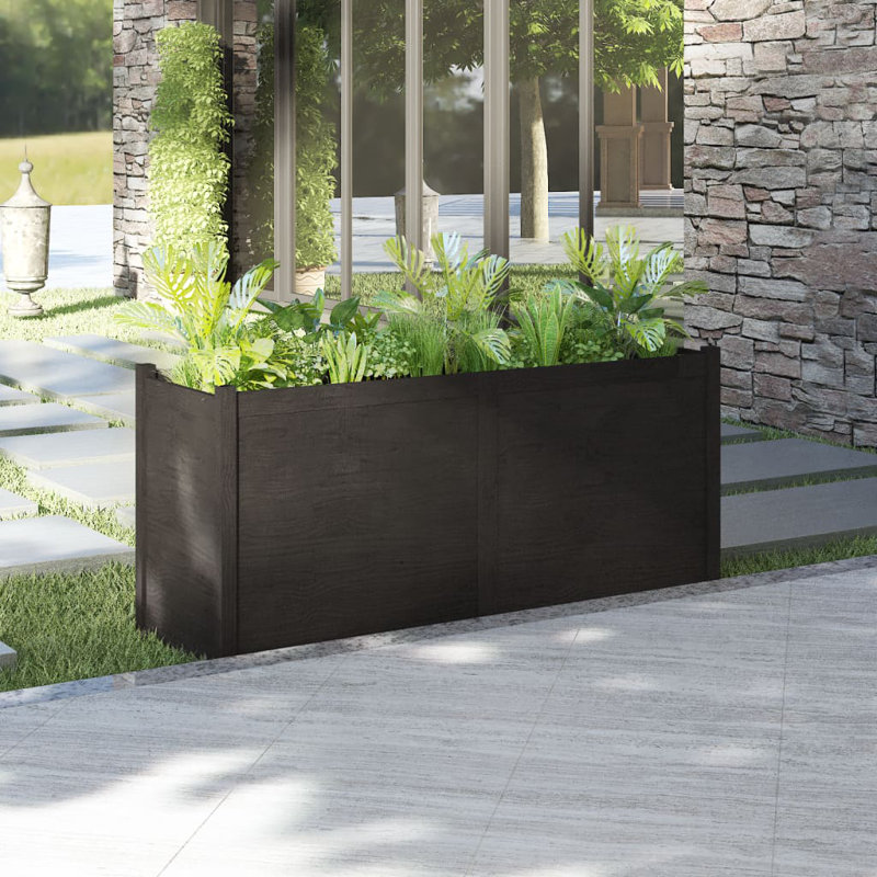 Boîte à fleurs en bois pour l'extérieur, H 27,6 po x l 59,1 po x P 19,7 po, Noir