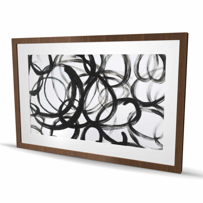 Abstract Curly Lines - Black & White Pattern Framed Print