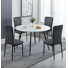 Cullompton Large Round Dining Table 120Cm, Effect Top, With 4 Black Faux Leather High Back Chairs