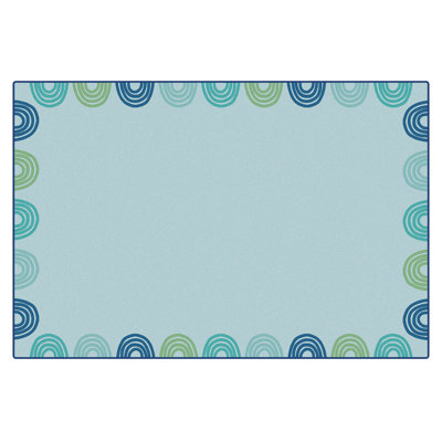 KIDSoft Rainbow Border Boho Tufted Green Area Rug