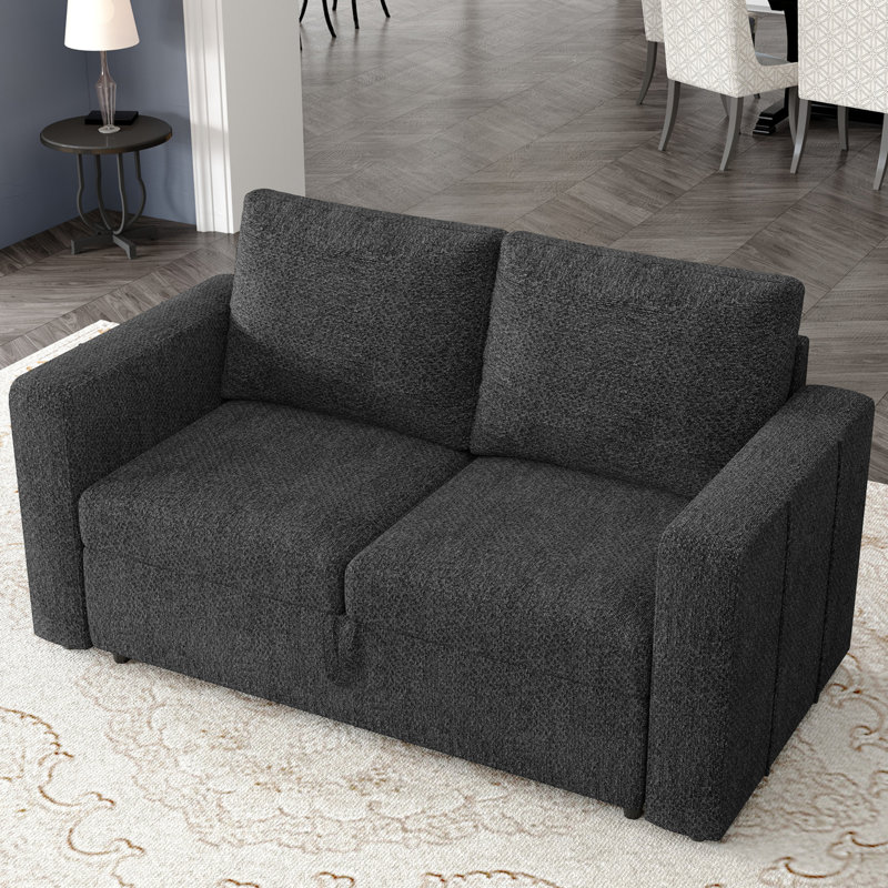 Canapé avec rangement Rafael, Chenille grise foncée