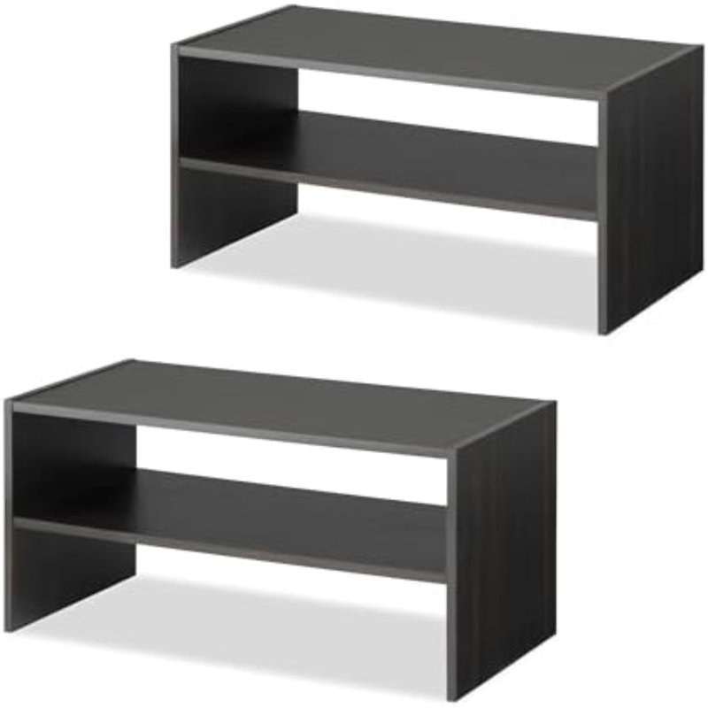 Stackable 31" Extra Wide 2-Shelf Storage Organizer, Espresso，2 Pack, Espresso