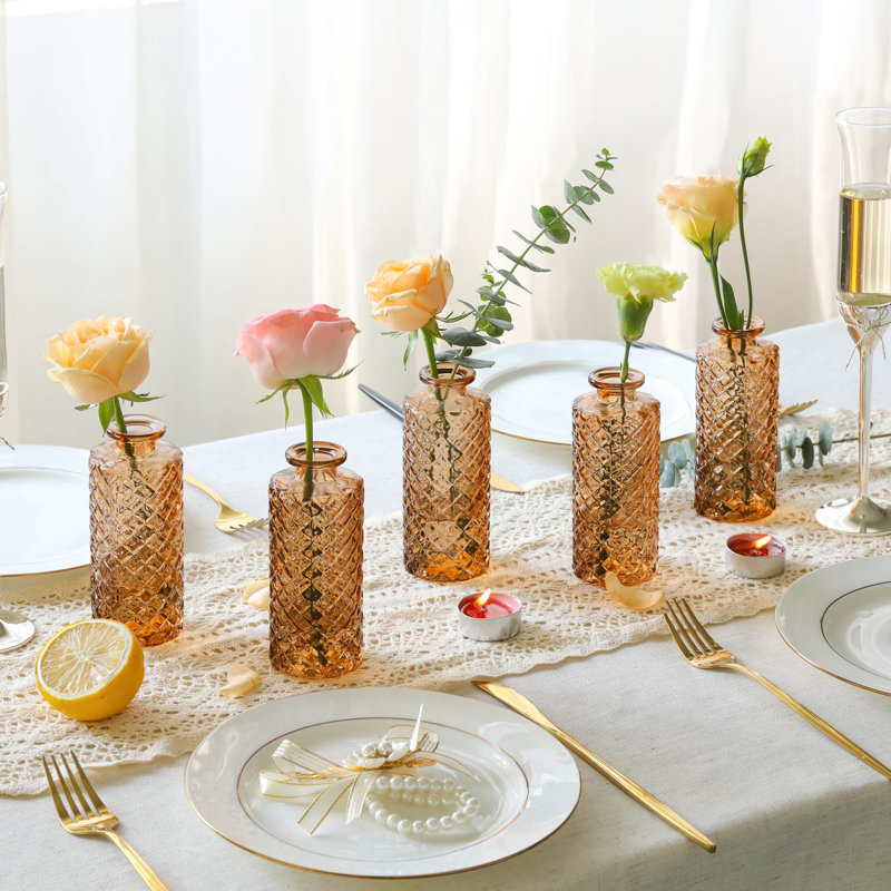 Derick Glass Table Vase, Amber