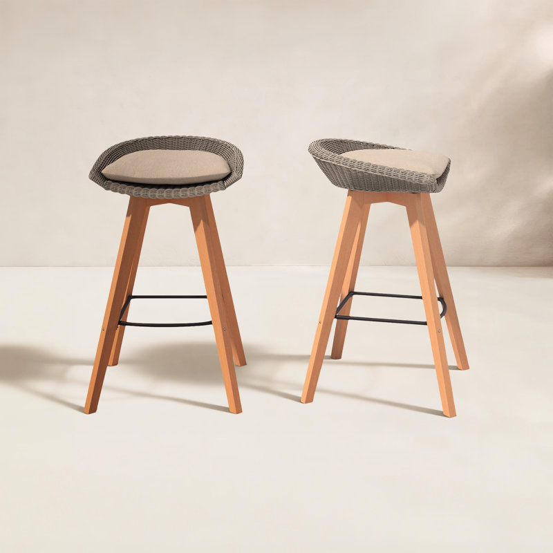 Leandra Outdoor Teak Bar Stool