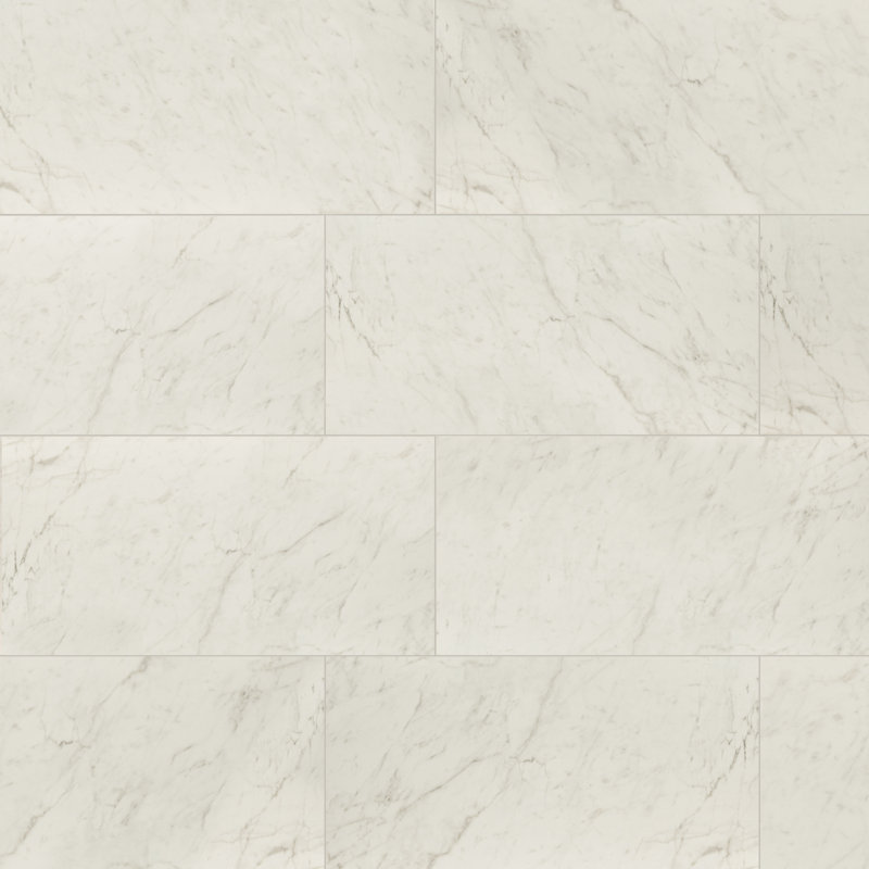 Zola 12 in. x 24 in. Matte Porcelain Marble Look Floor and Wall Tile, Carrara Bianco