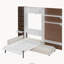 Lit escamotable double avec armoire de rangement, tablettes ouvertes, port USB et façade de canapé, blanc-1376561520