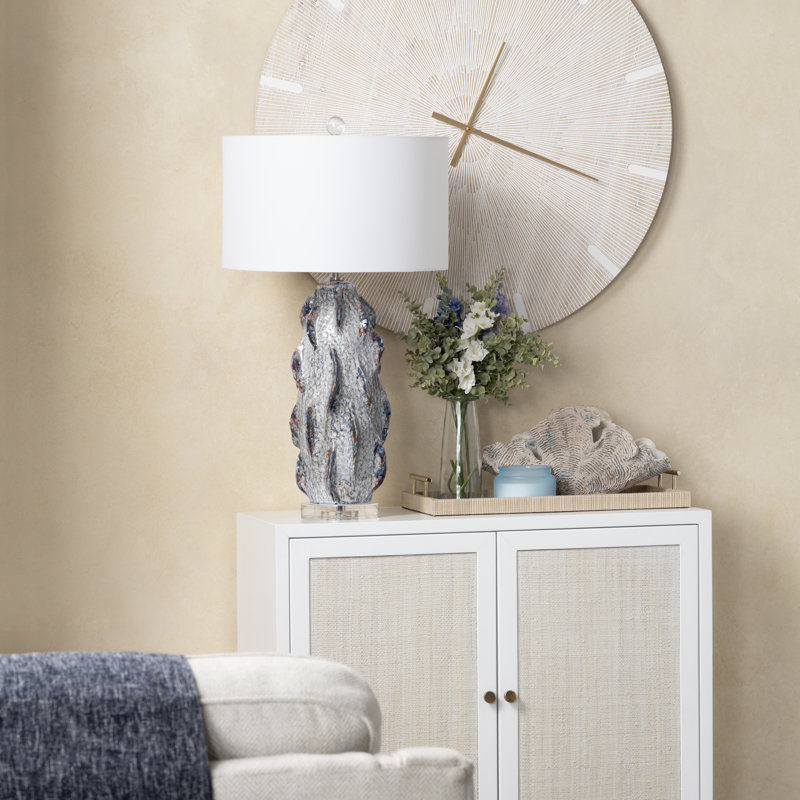 Lampe de table en céramique avec abat-jour tambour en céramique
