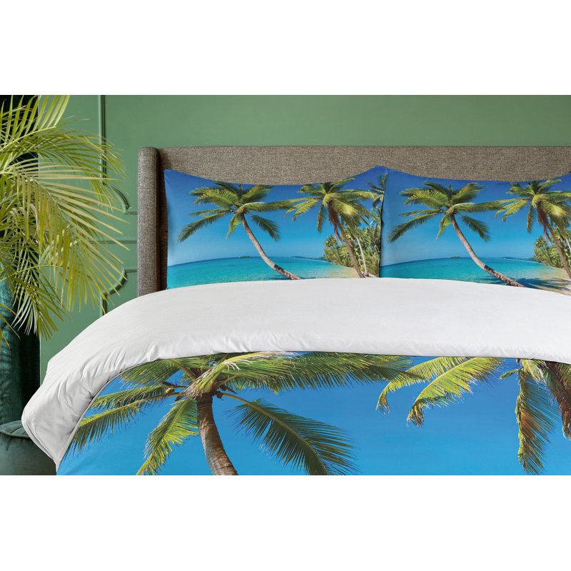 Ensemble de housse de couette ocean, Simple + 1 taie décorative, Bleu / vert / mauve