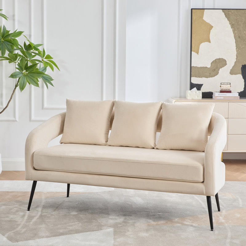 Causeuse en velours, Beige
