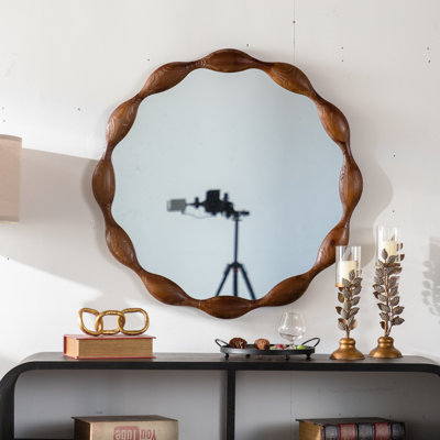 Miroir d'appoint rustique de style rustique en bois massif pour le salon