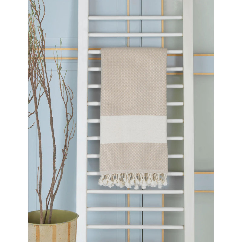 Paquet de 2 serviettes de plage turques 100% coton Peshtemal, Beige