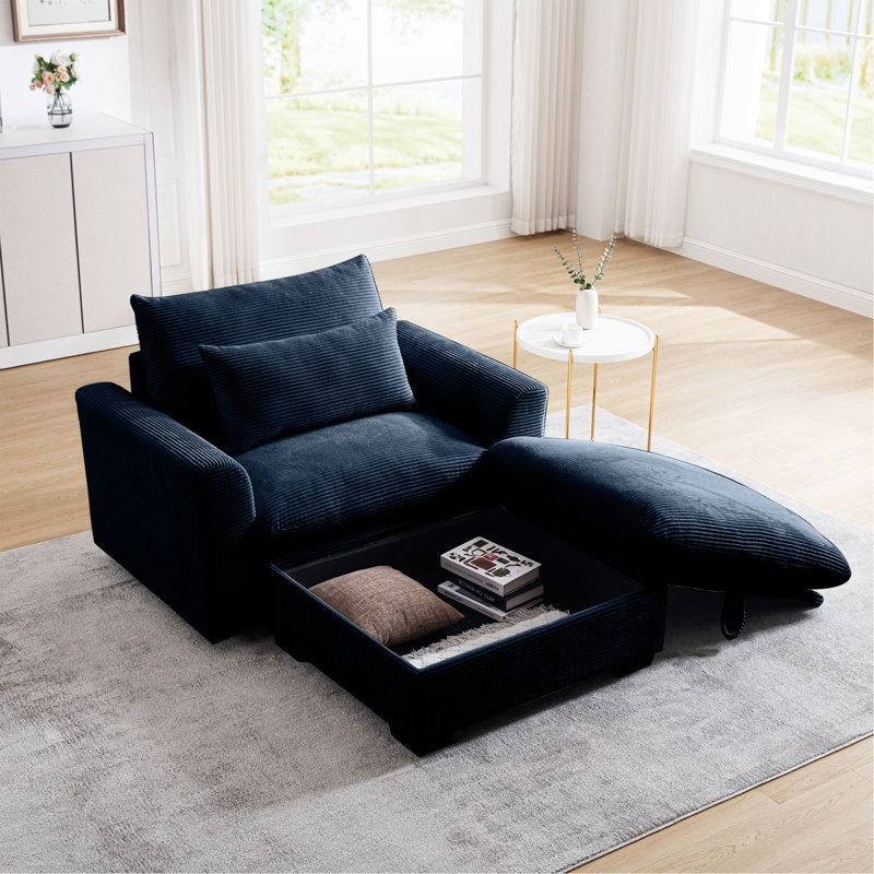 Modular Couch With Storage Ottoman, Blue